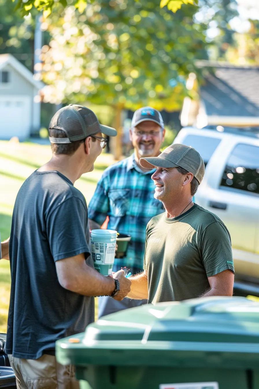 Local HVAC company team talking with neighbors at a community event, showing local involvement and trust