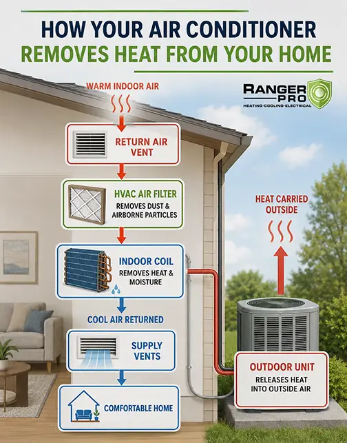 How AC removes heat from your home chart