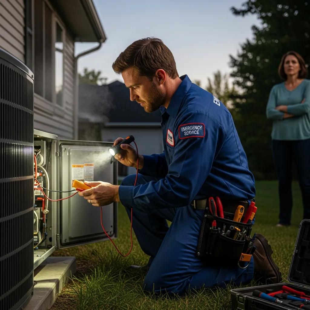 Local HVAC technician arriving quickly to respond to an emergency call, illustrating fast local service